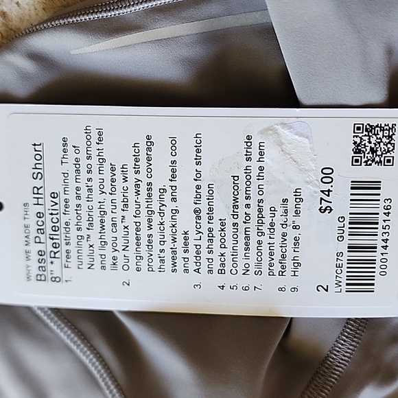 Lululemon Base Pace HR Short 8" *Reflective In Gull Grey NWT - Picture 8 of 8